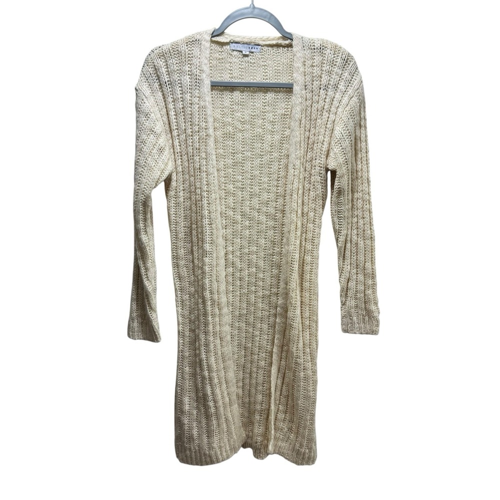 Baltic Born Boho Cottagecor Chunky Knit Duster Long Cardigan Ivory Open Front S